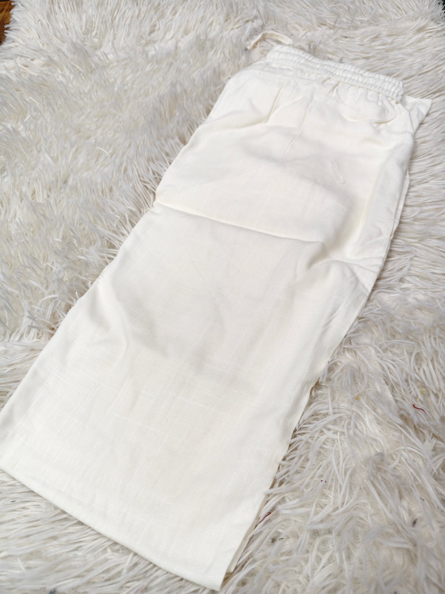 Off white  Blended linen rayon straight pants