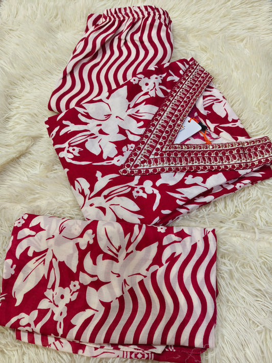 Red Cotton sets with duppata