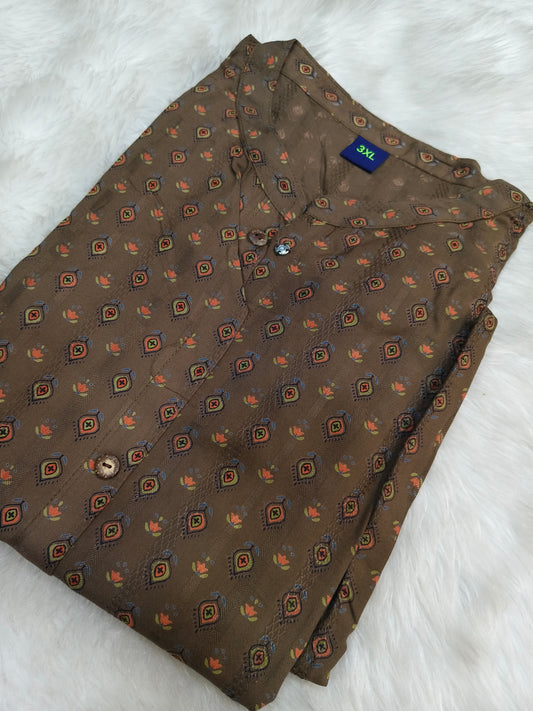 Brown  A line cotton side cut kurti