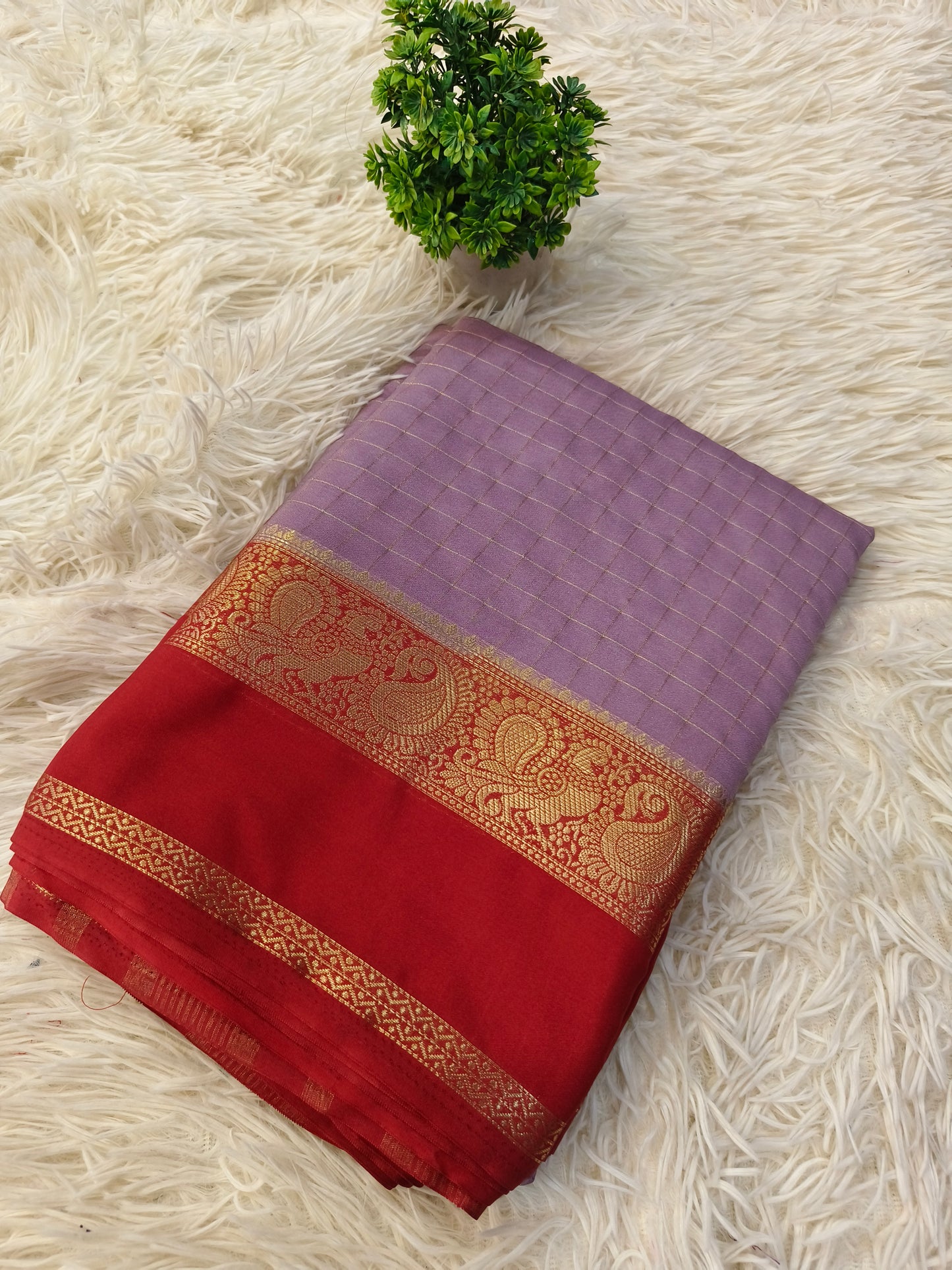 Mauve semi Mysore crepe silk saree