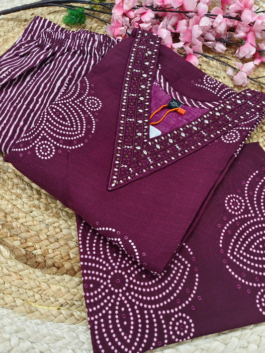 Wine Cotton sets with duppatta
