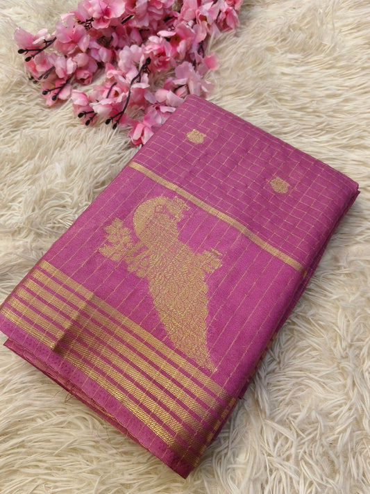 Light pink semi Mysore silk saree