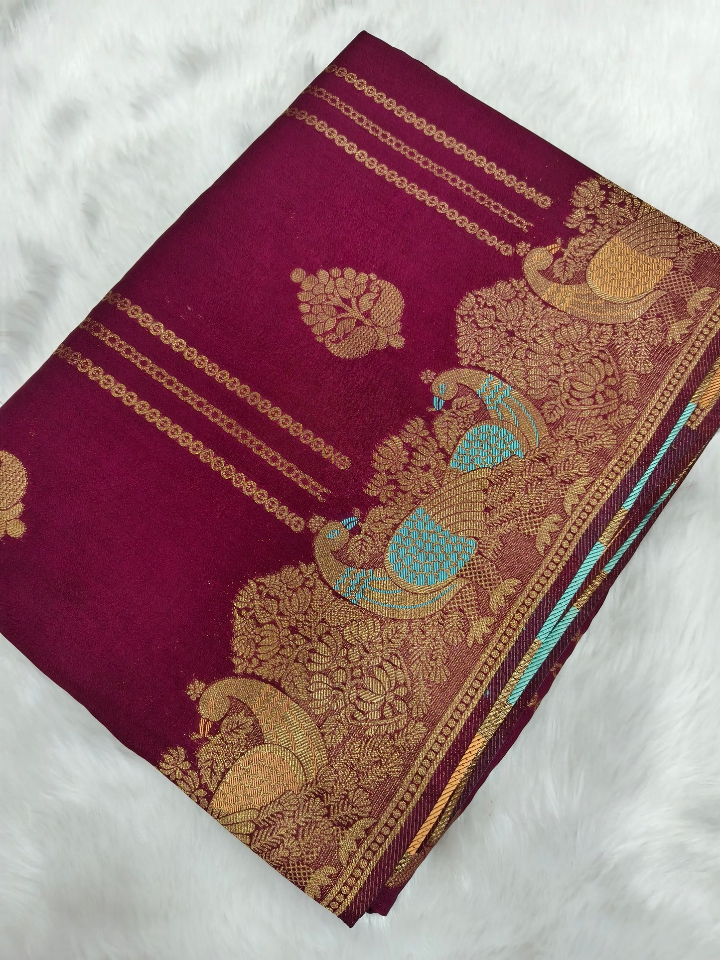 Marron silk saree