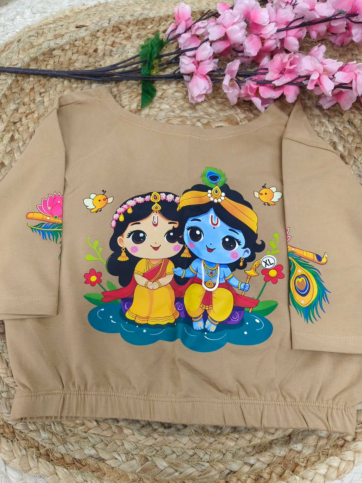 Cream Stretchable blouse with unique printed design