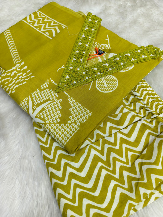 Yellow Cotton sets with duppata