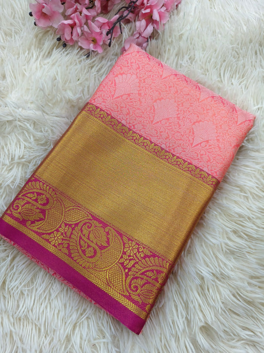 Pink with Rani Pink soft silk saree
