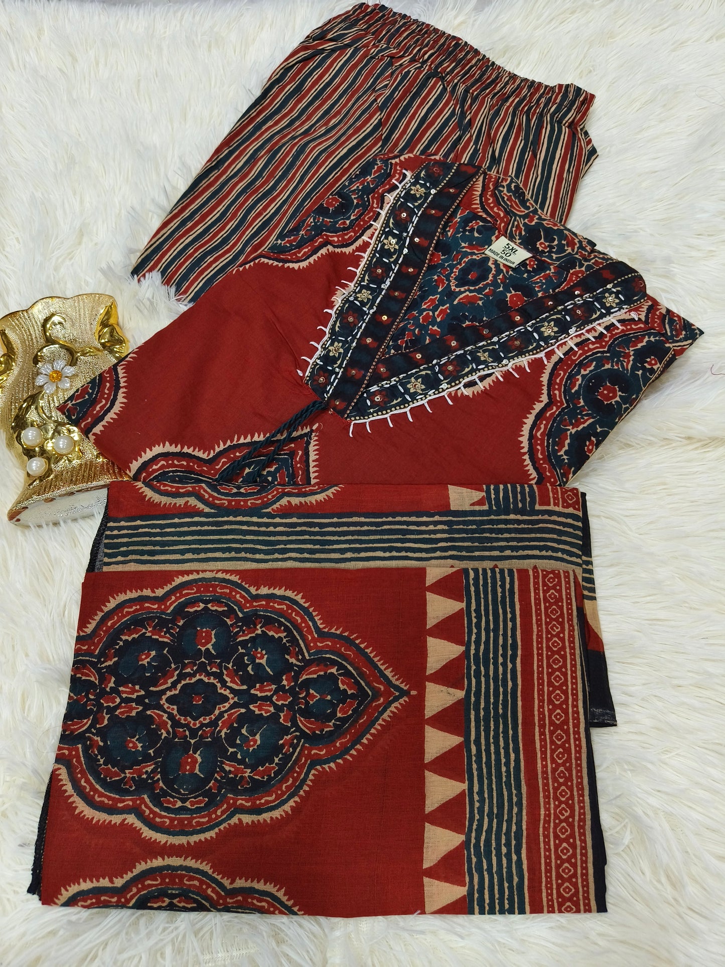 Marron Cotton sets with duppata