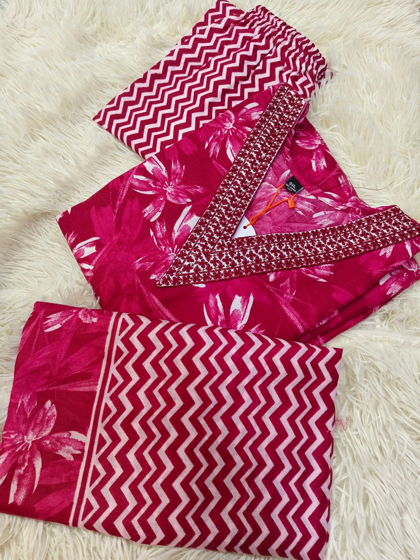 Pink  Cotton sets with duppata