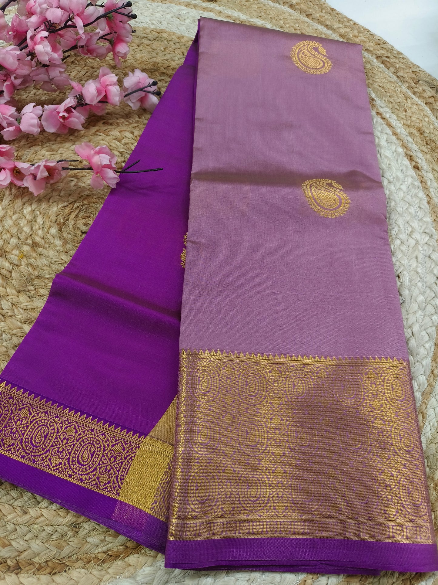 Mauve Semi kanchi silk saree
