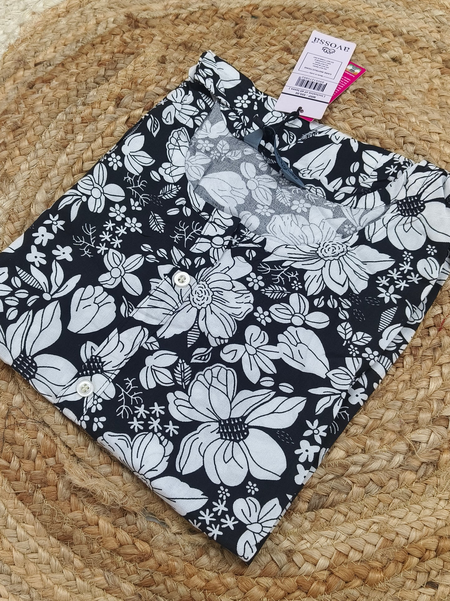 Black Rayon straight kurta