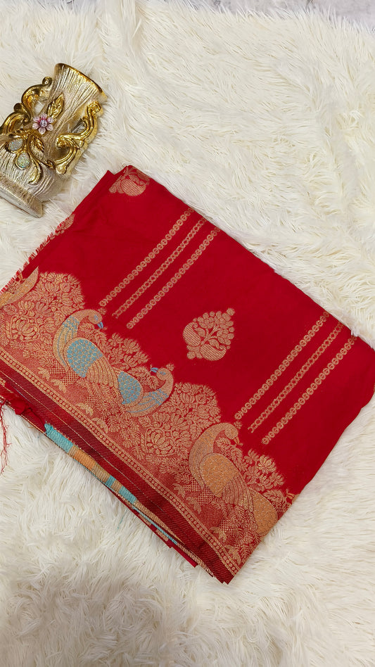 Red Meenakari Silk Saree