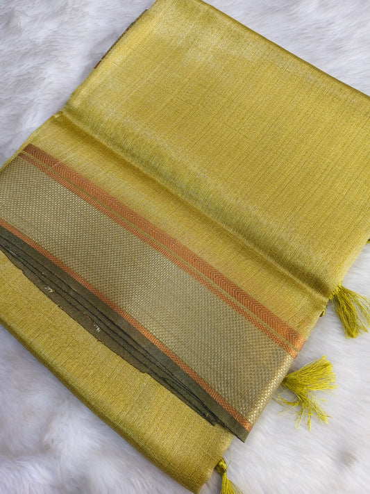 Green semi Tusser silk Saree