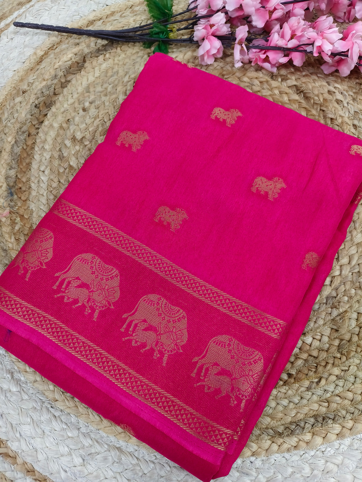 Rani pink Elegant silk saree