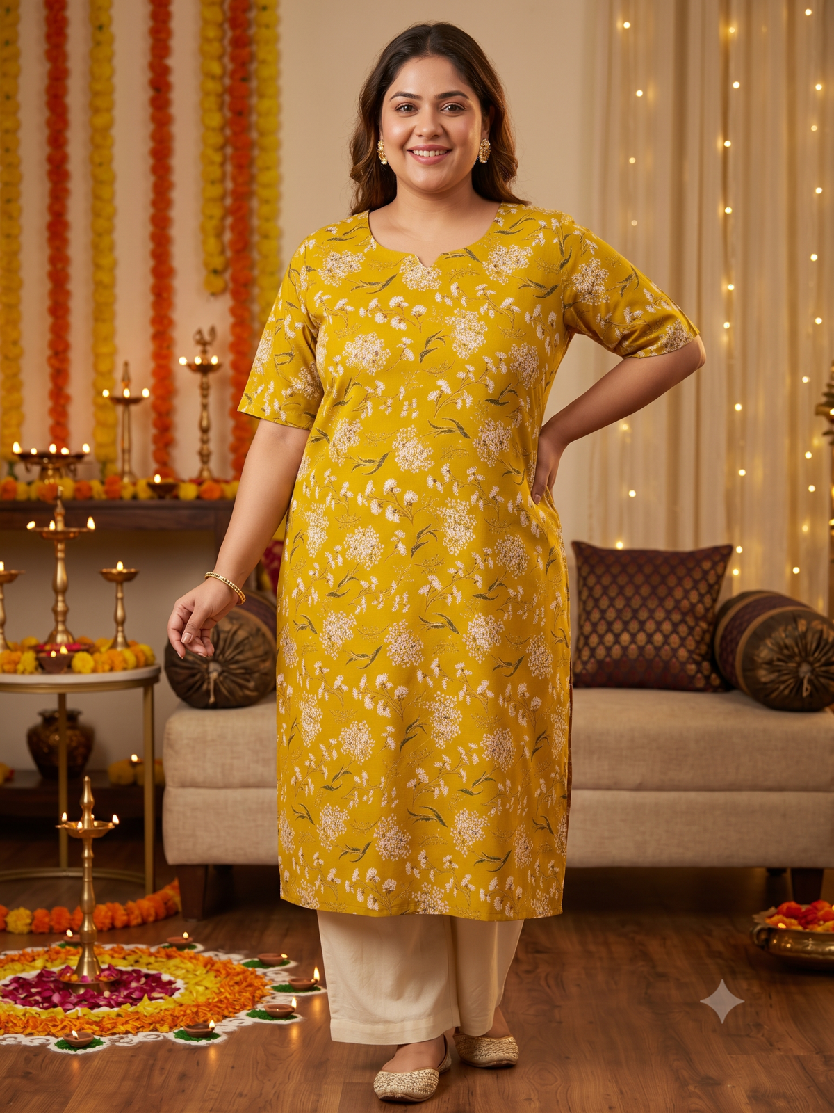 Yellow Rayon straight kurta