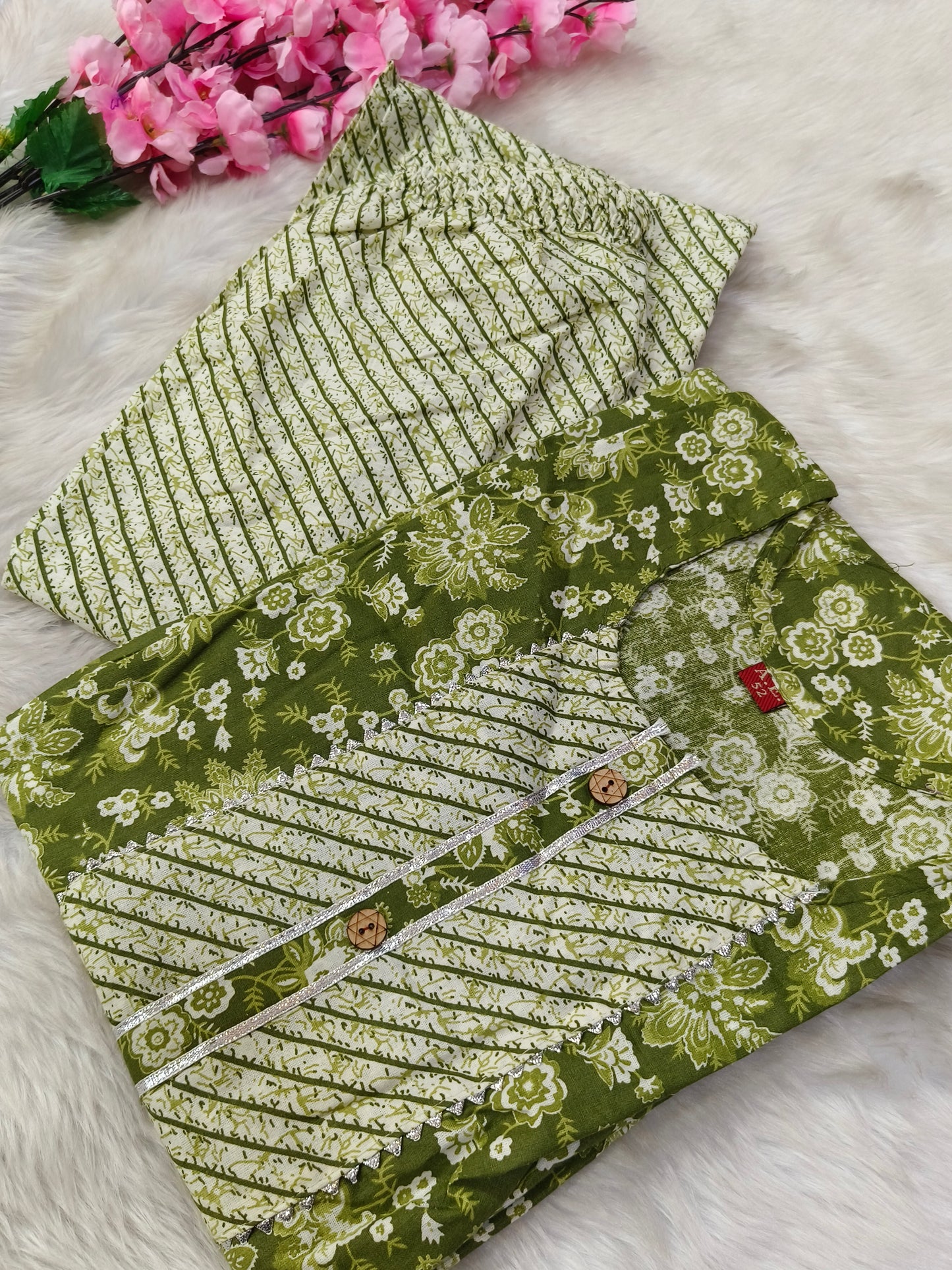 Green Cotton Top & Bottom set