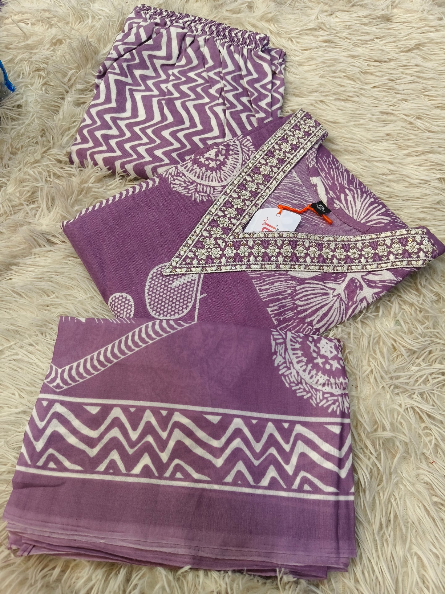 Purple cotton sets with duppata