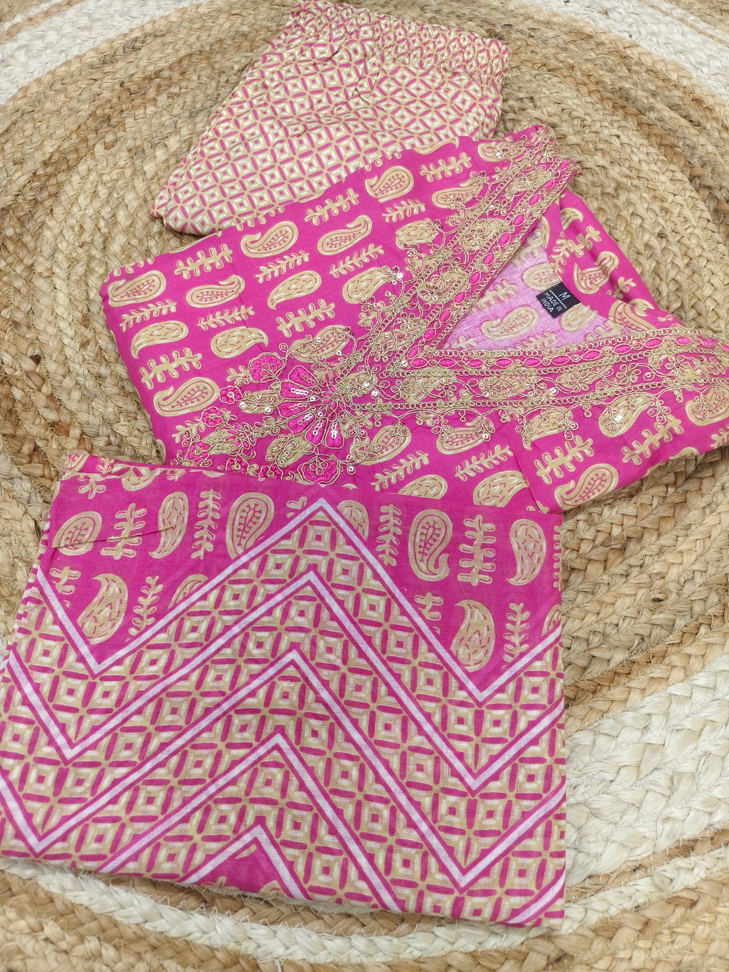 Pink cotton sets with duppatta