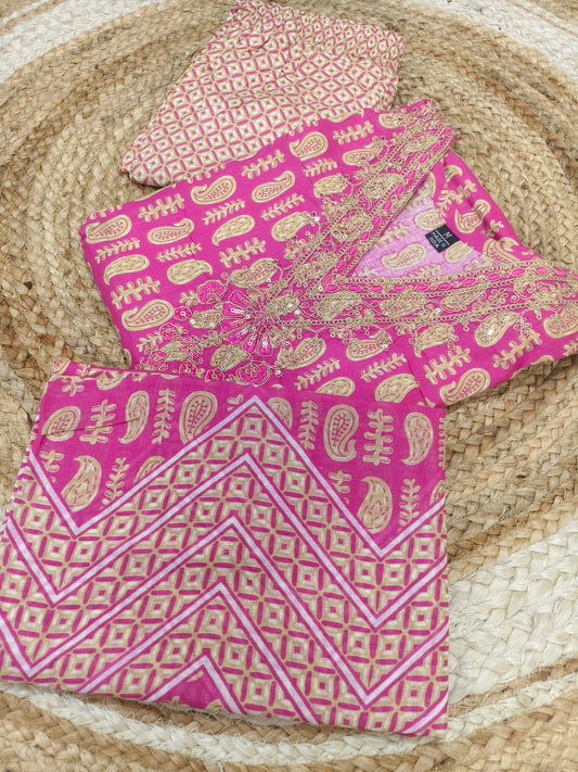 Pink cotton sets with duppatta