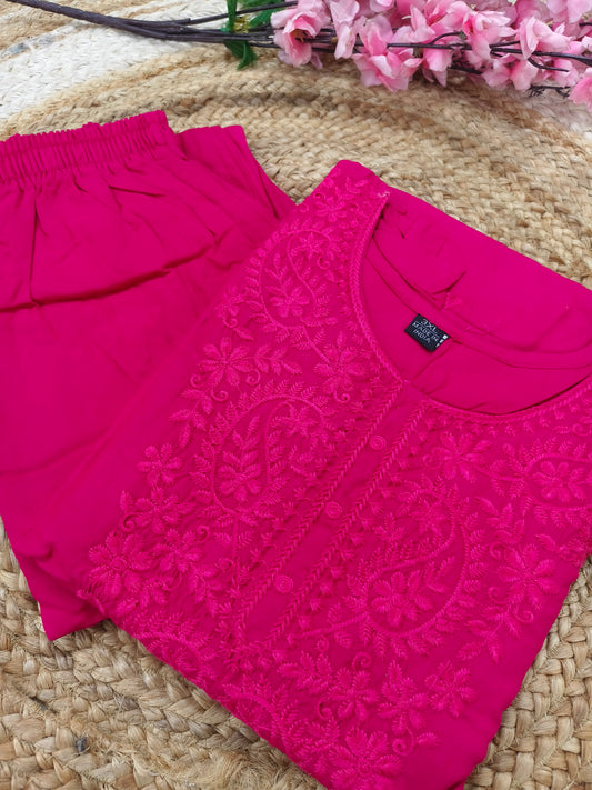 Rani Pink chikan work dress