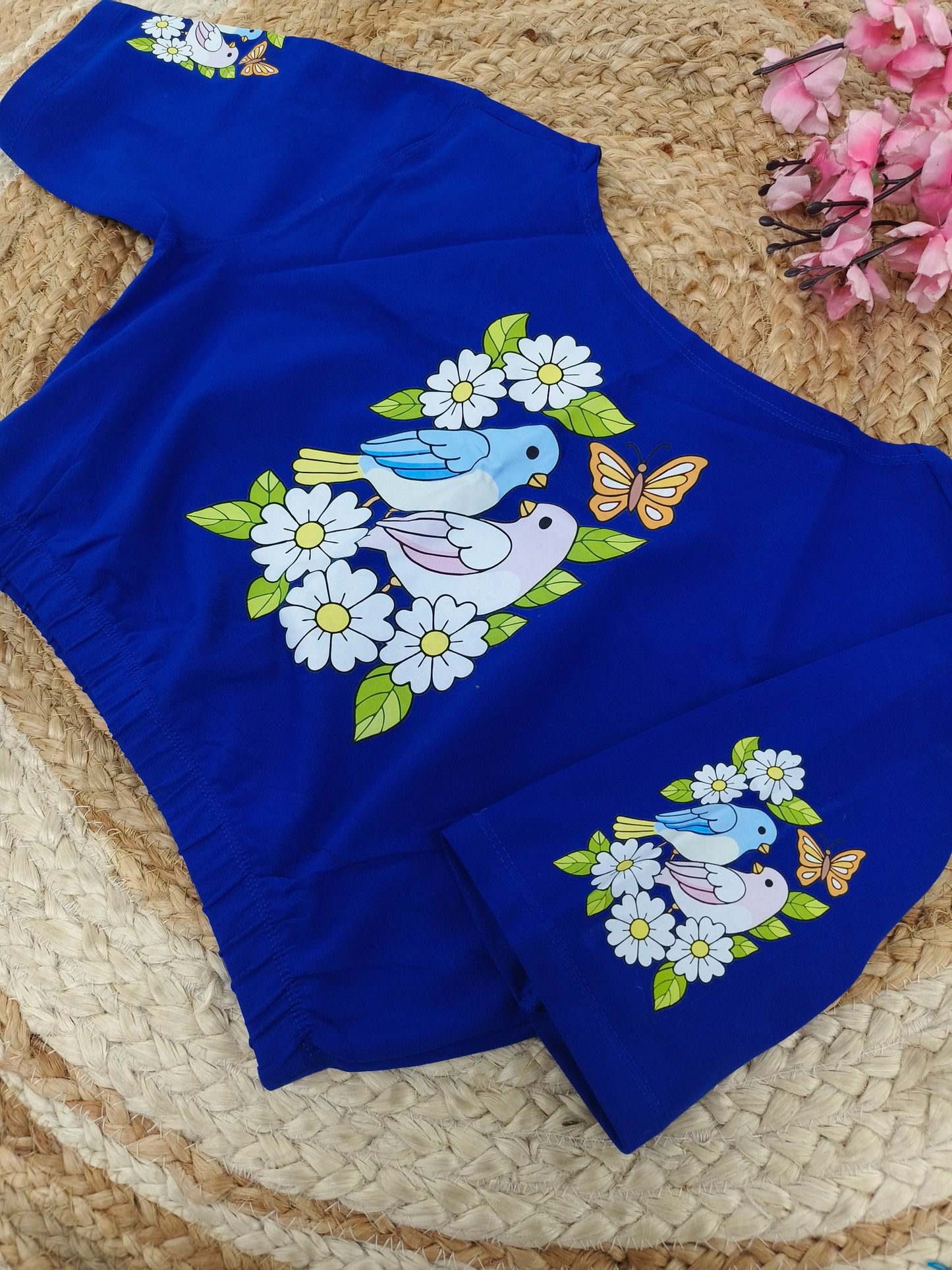 Royal Blue Stretchable blouse with unique printed design