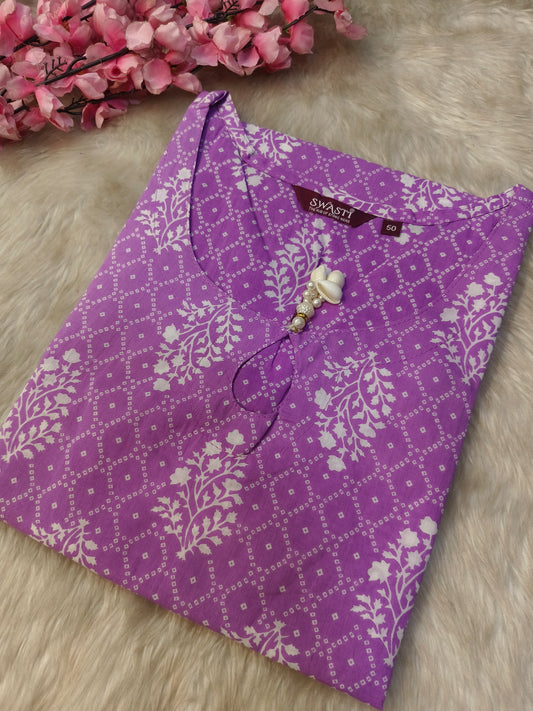 Lavender pure cotton kurta