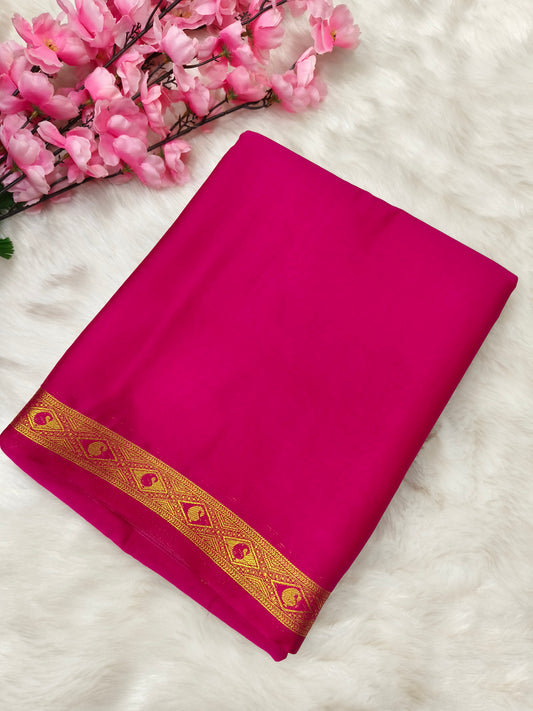 Pink semi Mysore crepe silk saree