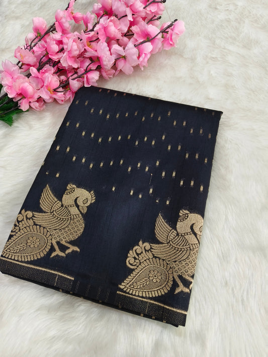 Black silk blend saree