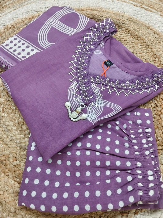 Lavender cotton sets with duppata