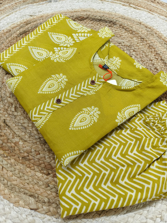 Yellow Cotton sets with duppatta