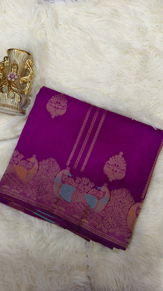 Majenta Meenakari Silk Saree