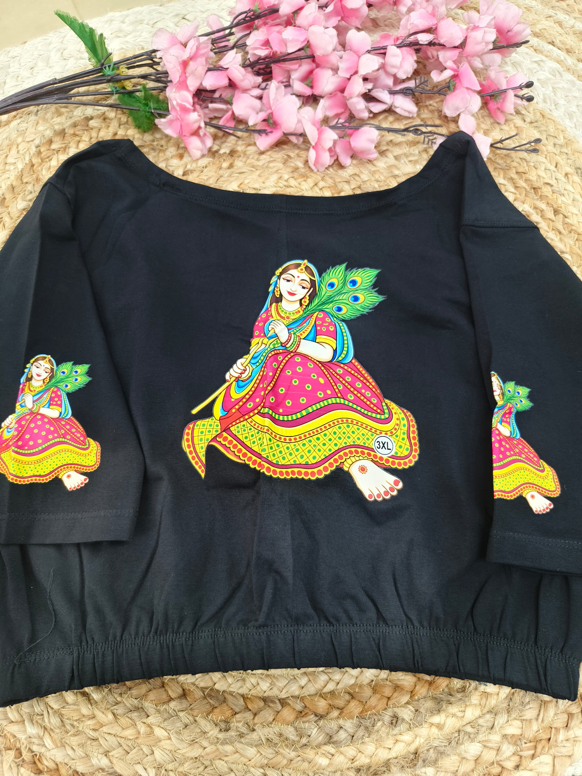 Black Stretchable blouses printed design