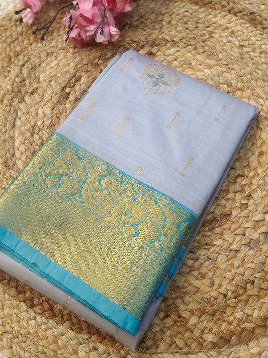 Light grey kanjivaram silk saree