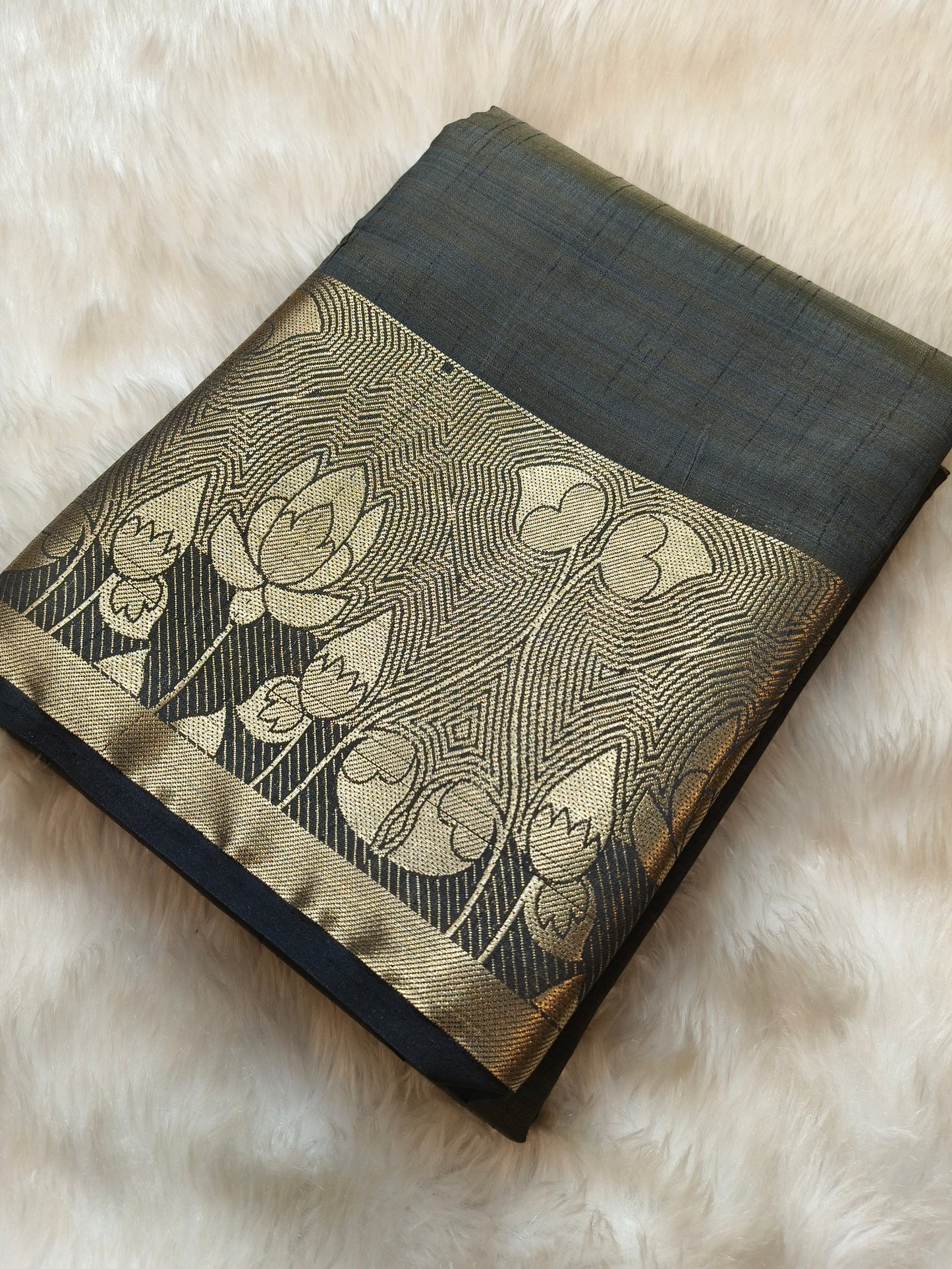Grey semi Tusser silk Saree