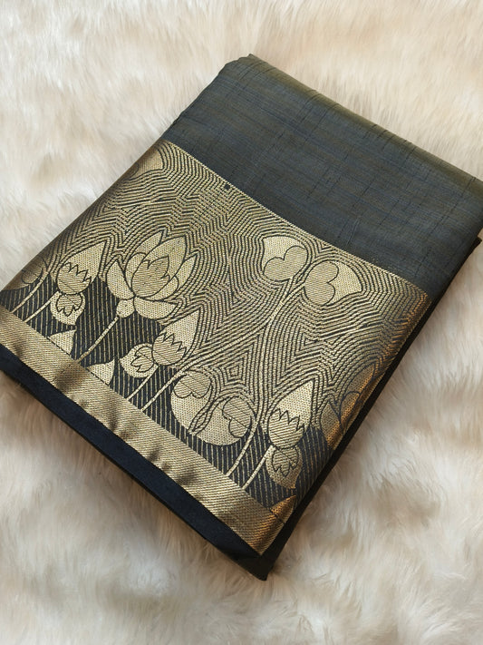 Grey semi Tusser silk Saree