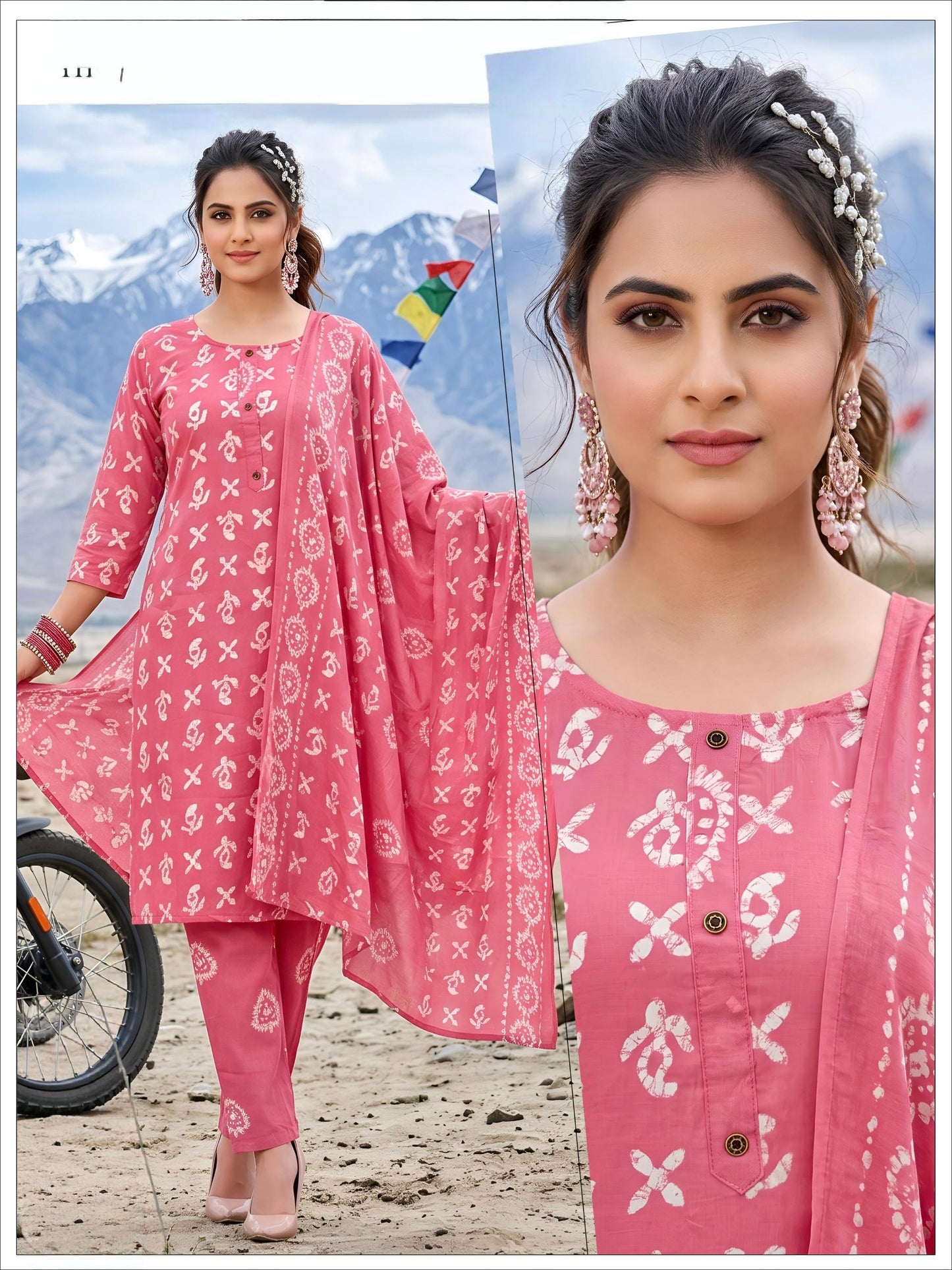 Pink Cotton sets with duppata