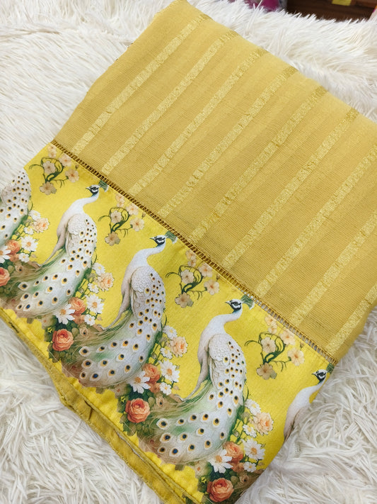 Yellow designer Georgette saree