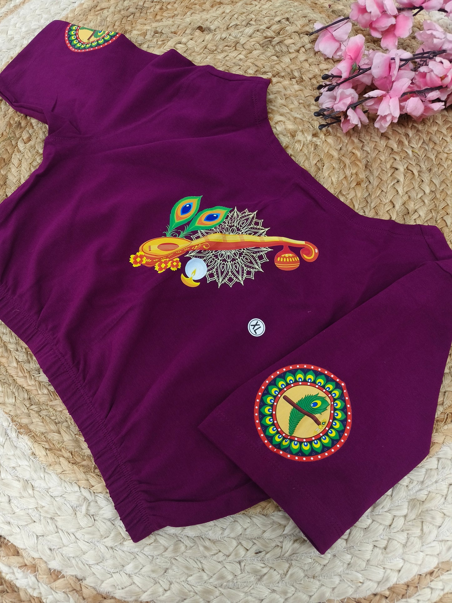 Wine Stretchable blouse with unique printed design