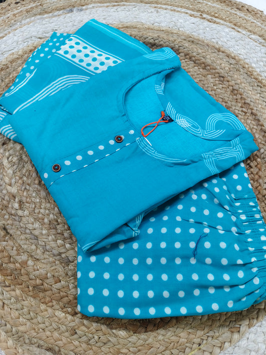 Blue Cotton sets with duppatta