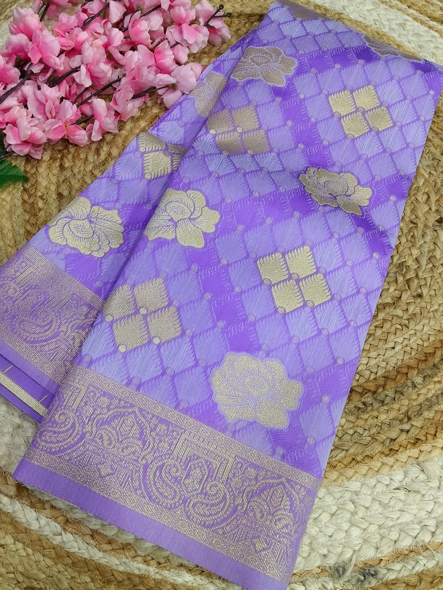 Purple Pestel Brasso silk saree