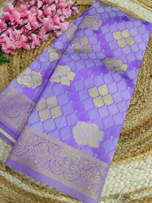 Purple Pestel Brasso silk saree