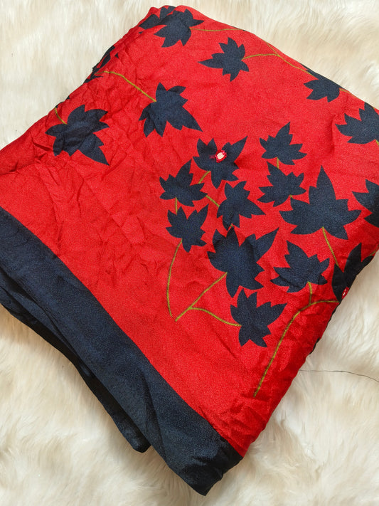 Red Crushed Georgette saree