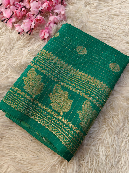 Green semi Mysore silk saree
