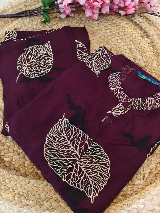 Wine Elegant Rayon cord set