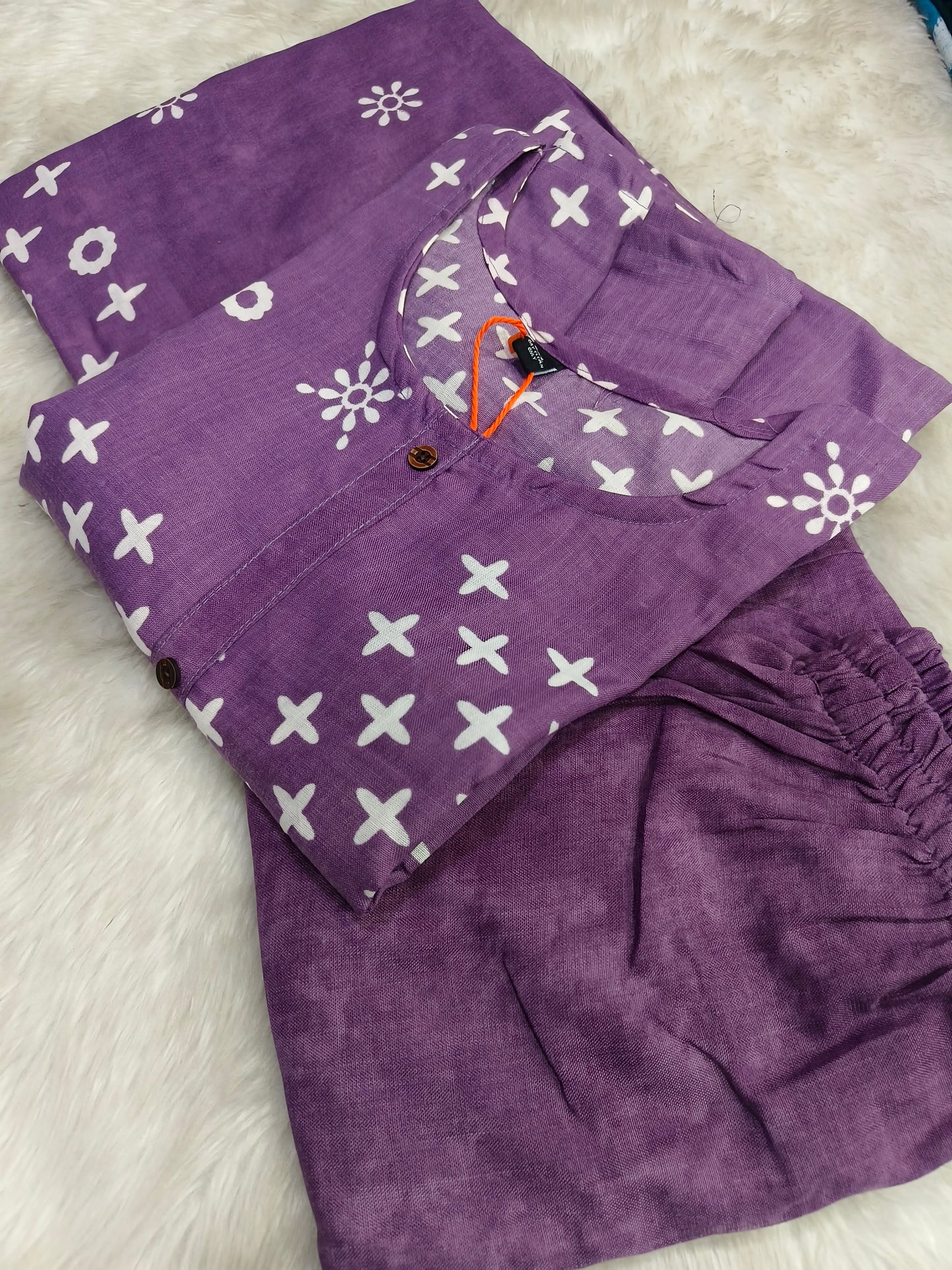 Purple Cotton sets with dupatta