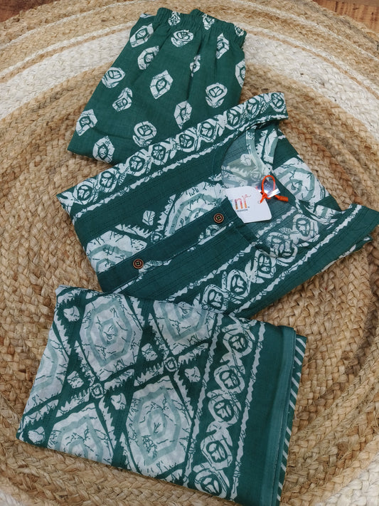Green Cotton sets with duppatta