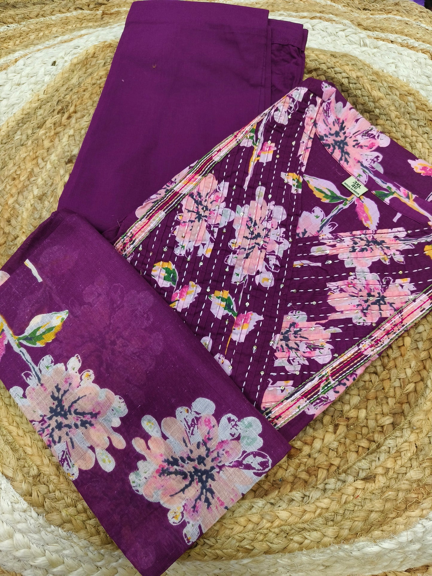 Purple Cotton sets with duppata