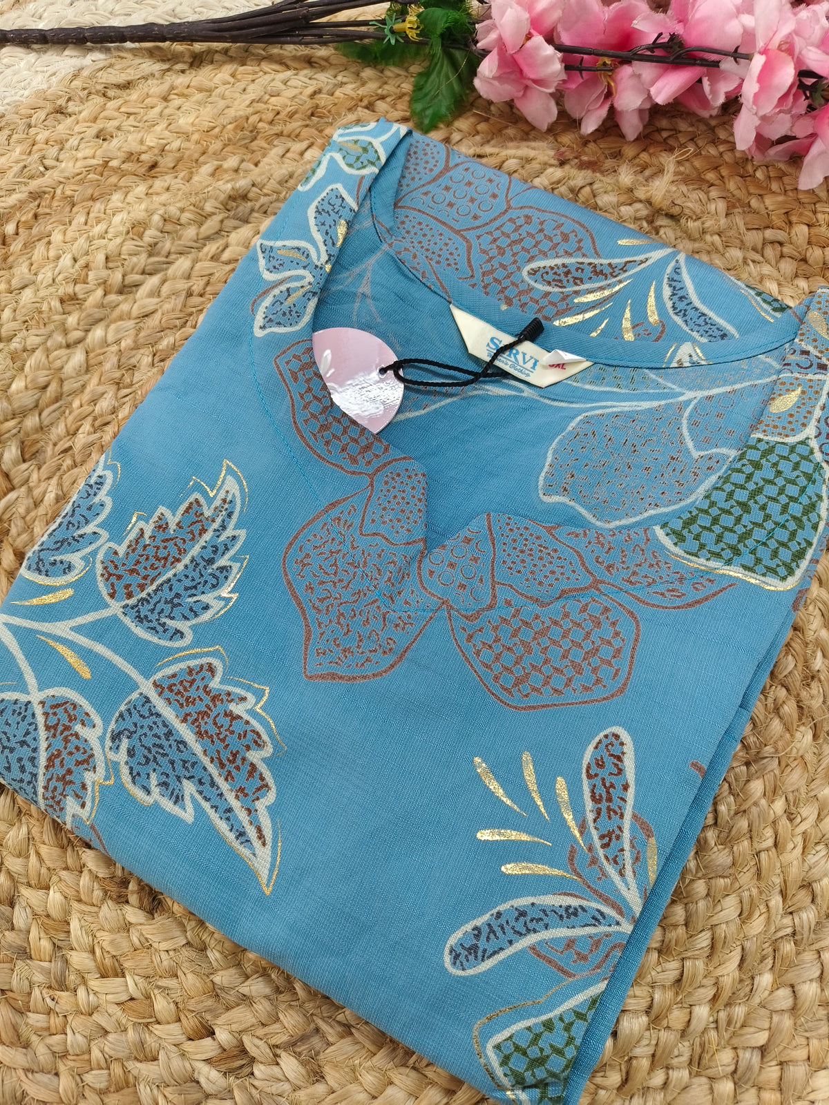 Blue Rayon straight kurta