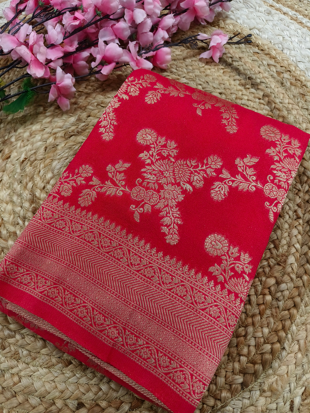 Red Georgette silk saree