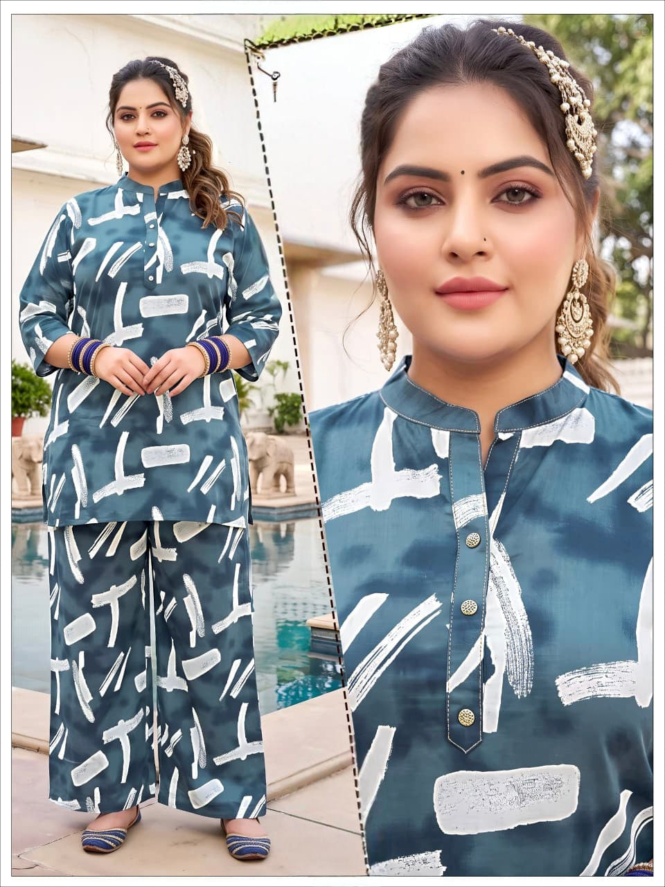 Gray Premium Printed Co-Ord Set