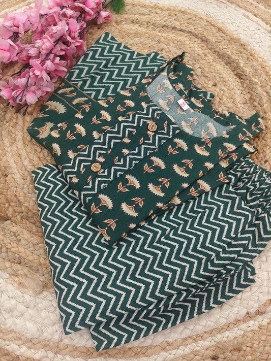 Green cotton salwar suit (L)